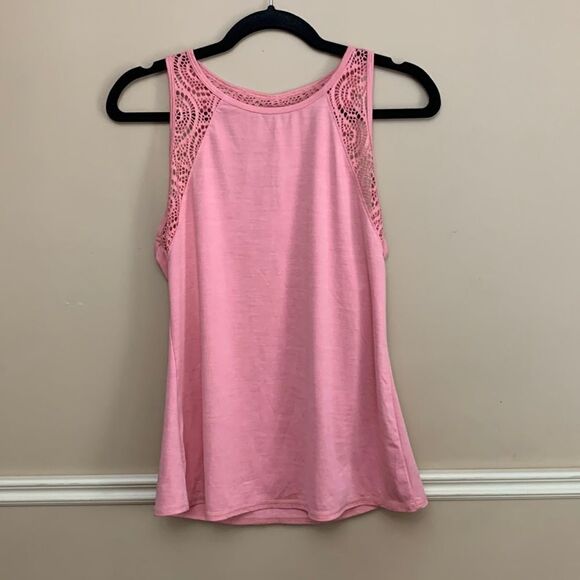 Athletic Works Tops - Athletic Works Pink Lace Trim Tank Exercise Shirt Size Medium